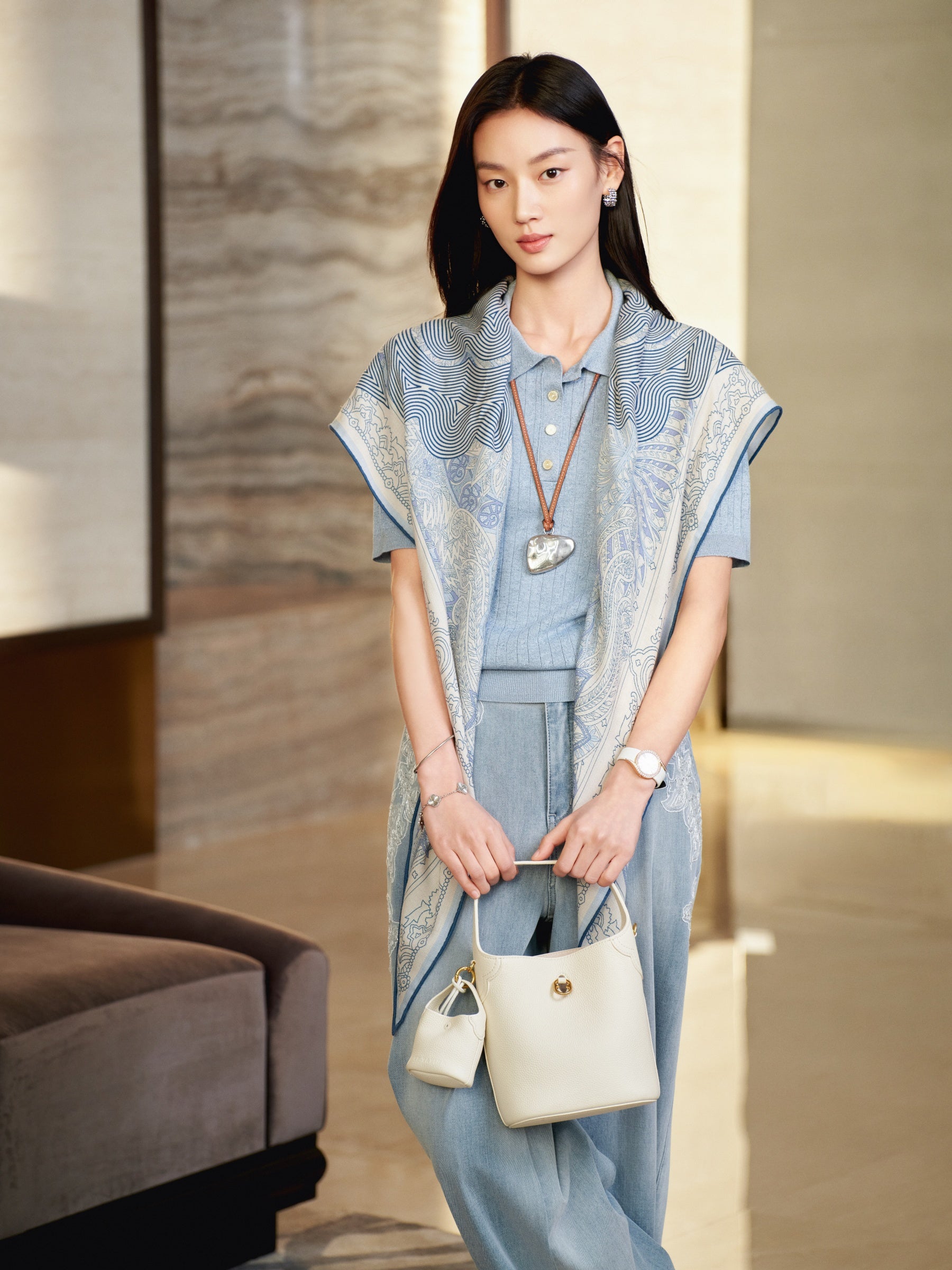 YAYING Knit Cable Polo Shirt