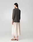 Triacetate Mock Two-Piece Collarless Blazer Jacket