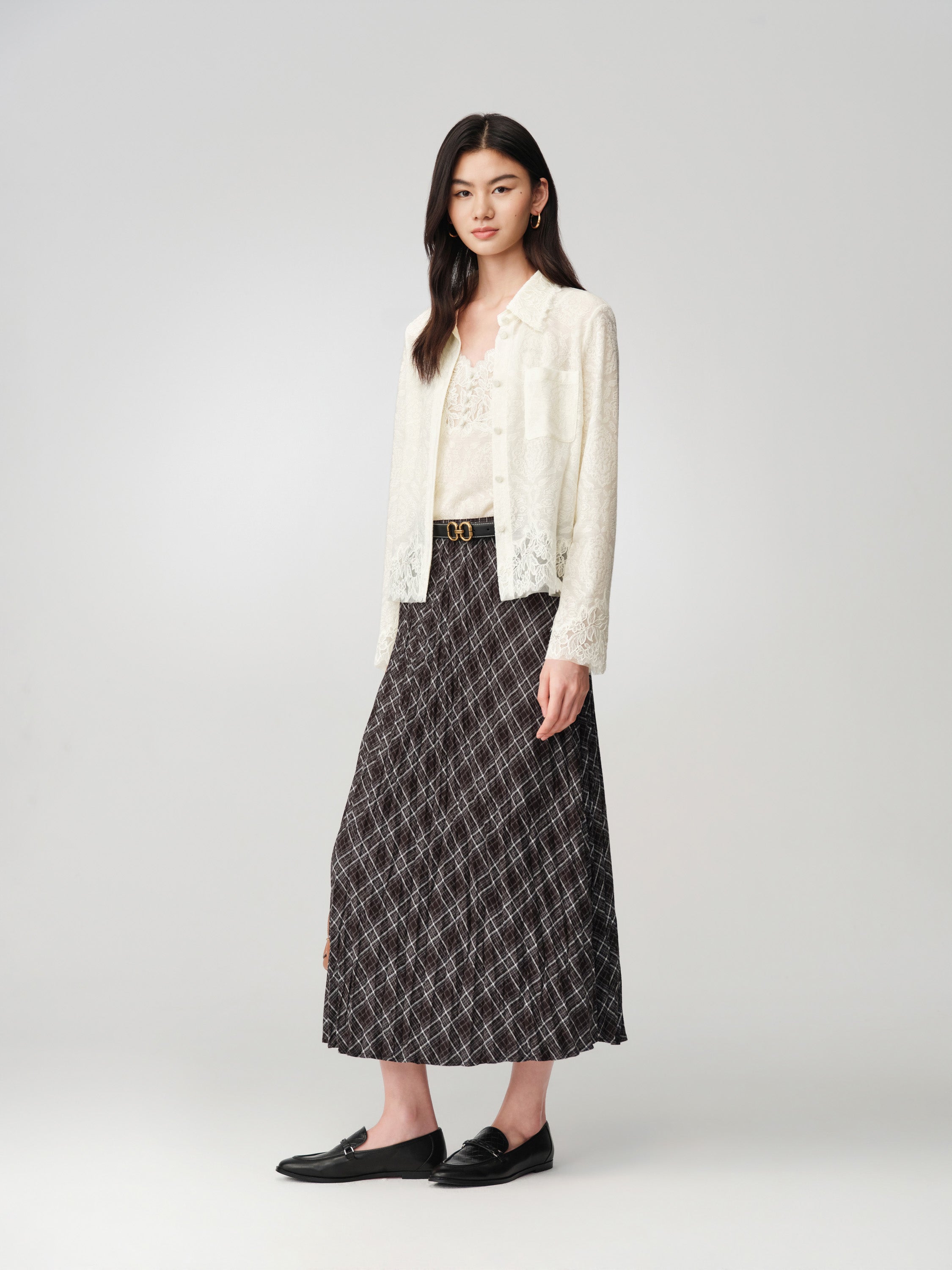 Soft Chunky Wool Jacquard Lace Knitted Top