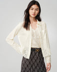 Soft Chunky Wool Jacquard Lace Knitted Top