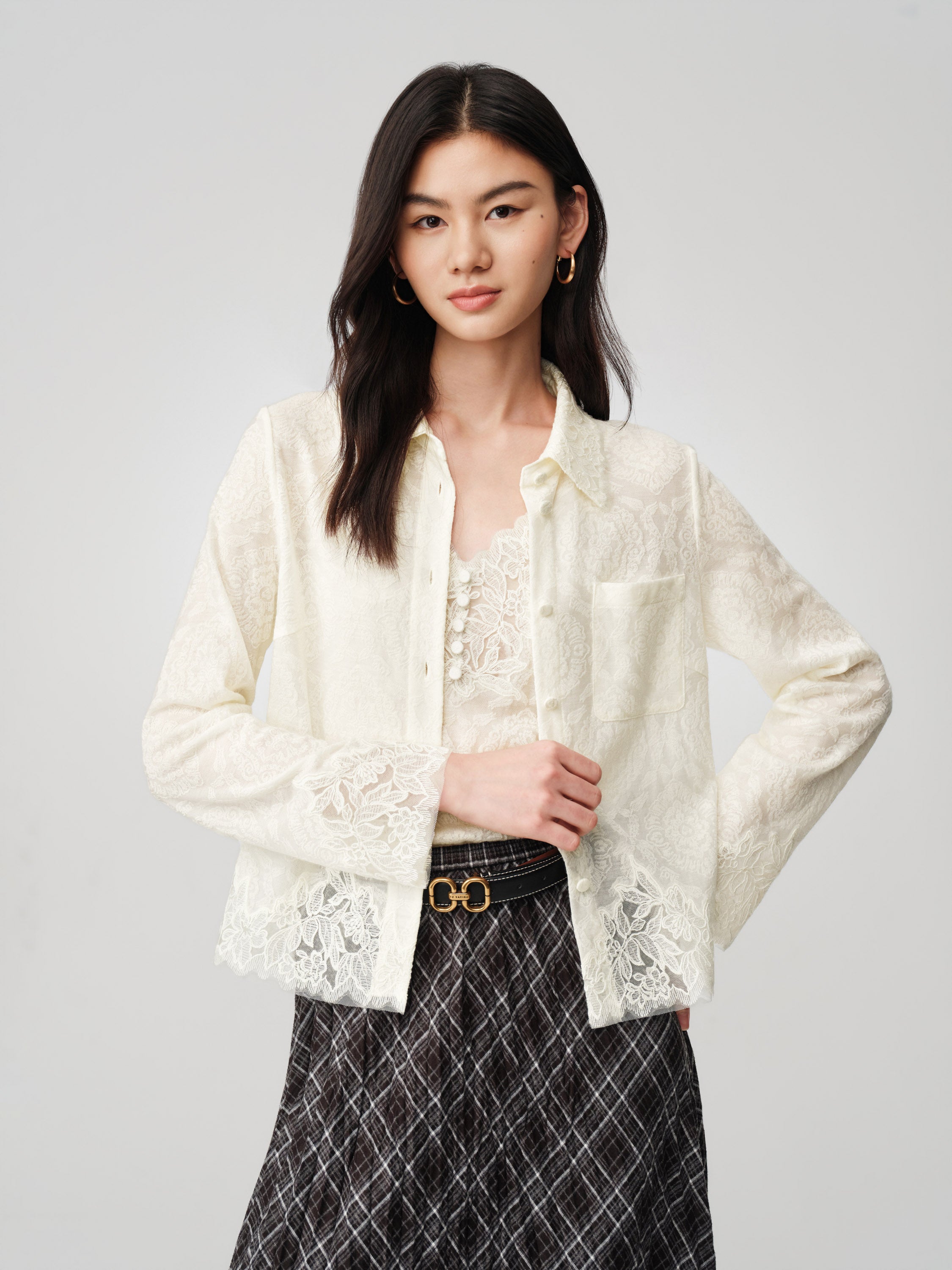 Soft Chunky Wool Jacquard Lace Knitted Top