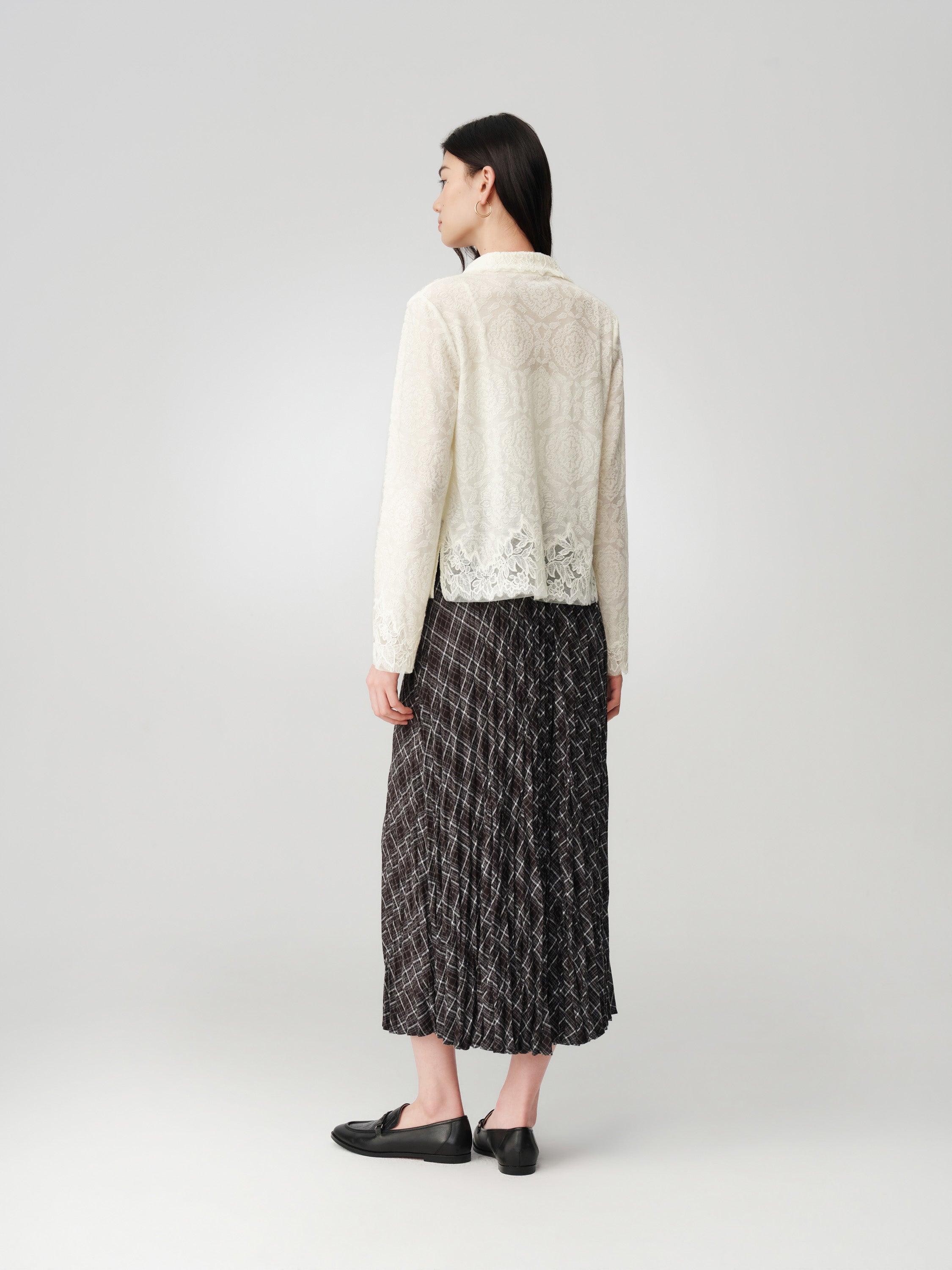 Soft Chunky Wool Jacquard Lace Knitted Top