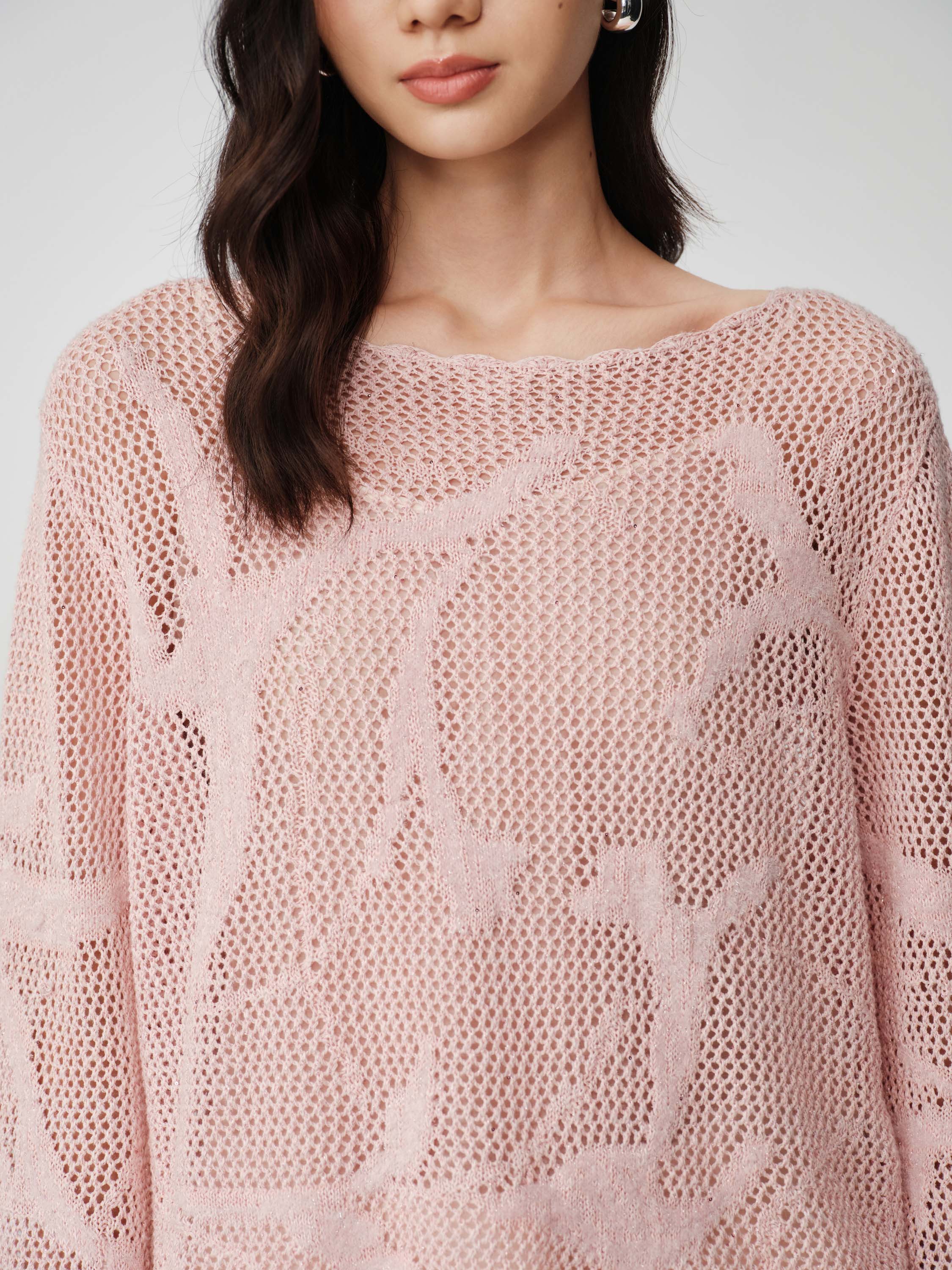 EP YAYING Drop-Shoulder Open-Knit Top