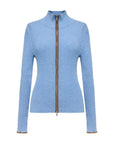 EP YAYING Colorblock Zip-Up Ribbed Stand Collar Cardigan