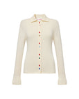 EP YAYING Polo Collar Waist-Fitted Cardigan