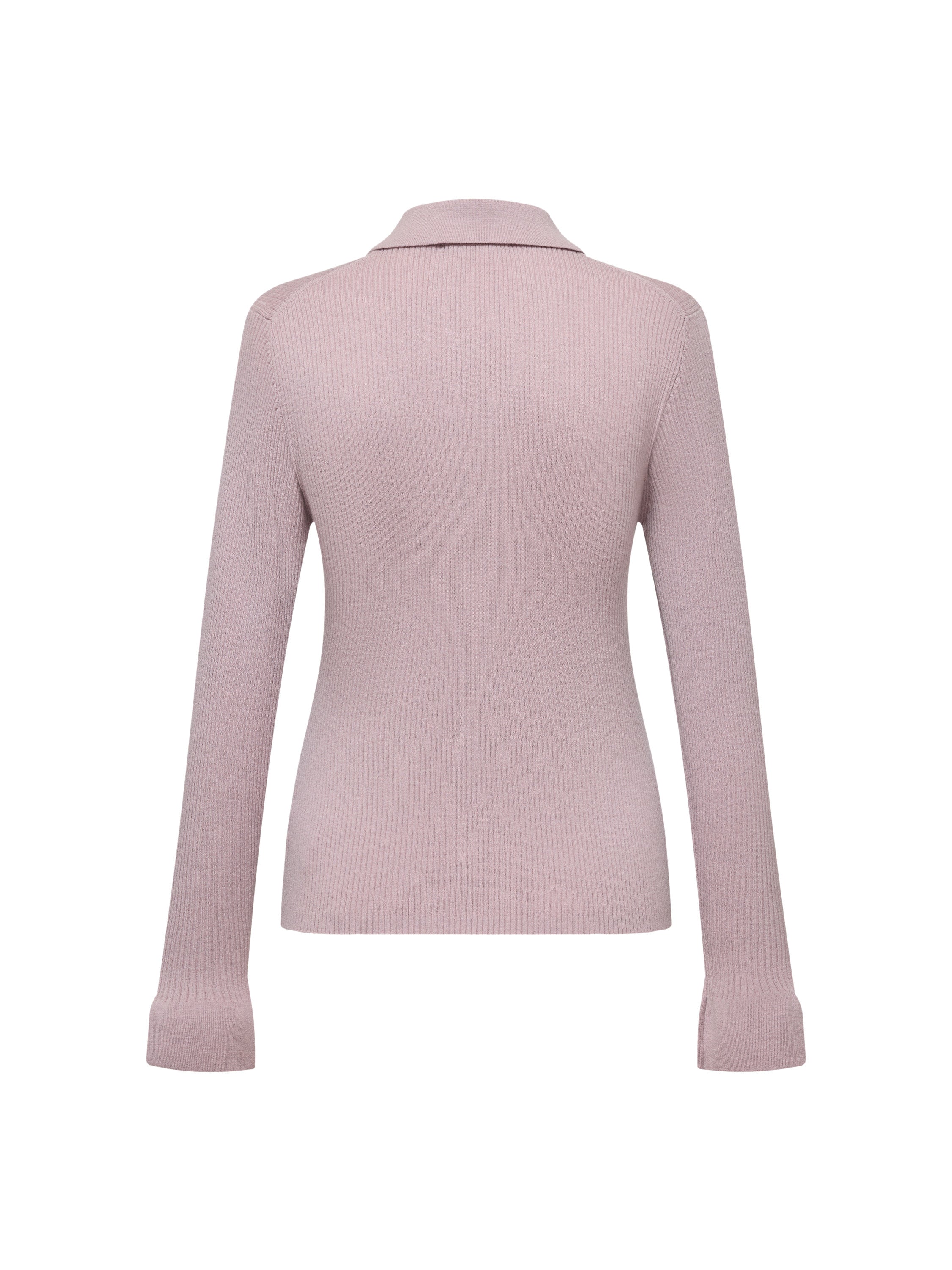 EP YAYING Polo Collar Waist-Fitted Cardigan