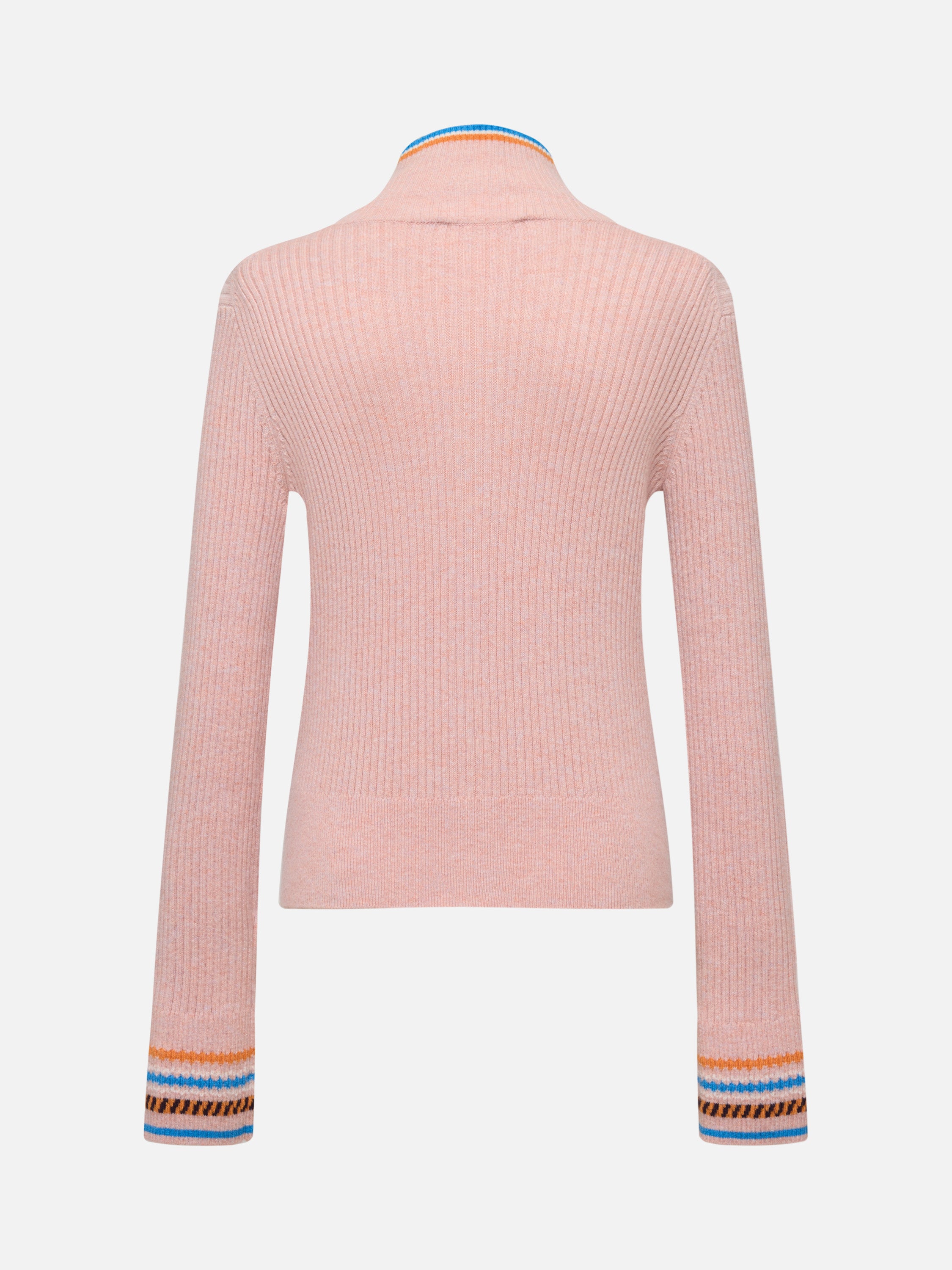 EP YAYING Light Color Cashmere Colorblock Trim Zip Pullover