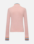 EP YAYING Light Color Cashmere Colorblock Trim Zip Pullover