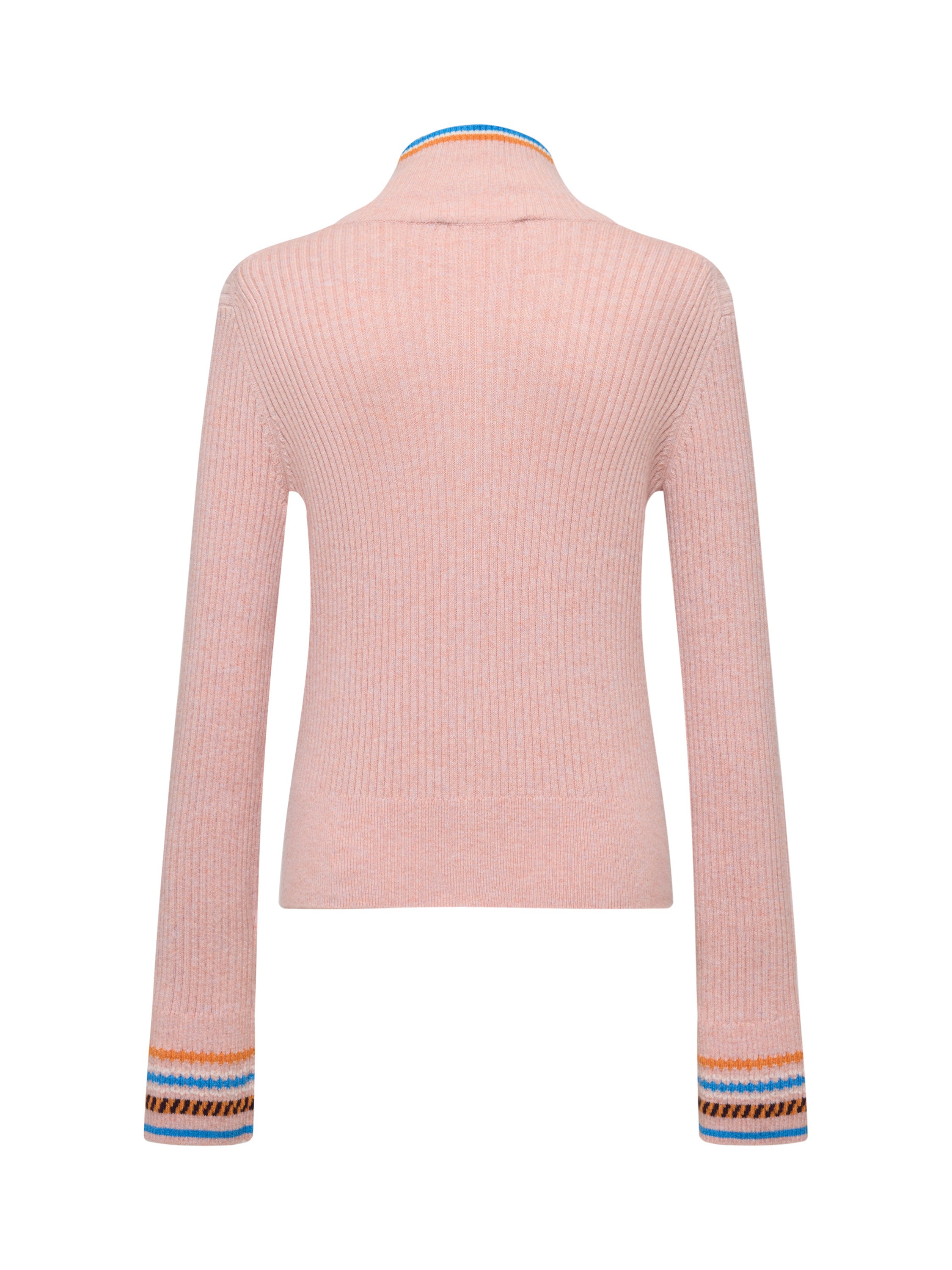 EP YAYING Light Color Cashmere Colorblock Trim Zip Pullover