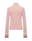 EP YAYING Light Color Cashmere Colorblock Trim Zip Pullover