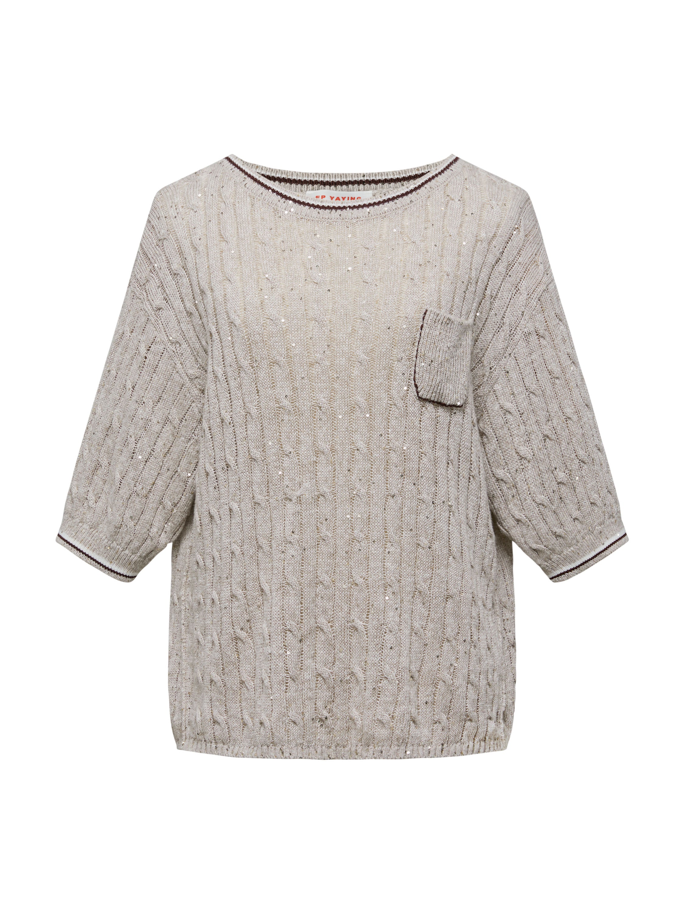 EP YAYING Relaxed Linen Blend Textured Short Sleeve Knitted Shirt