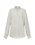 EP YAYING Green Stripe Ruffle Collar Blouse