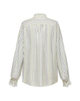 EP YAYING Green Stripe Ruffle Collar Blouse