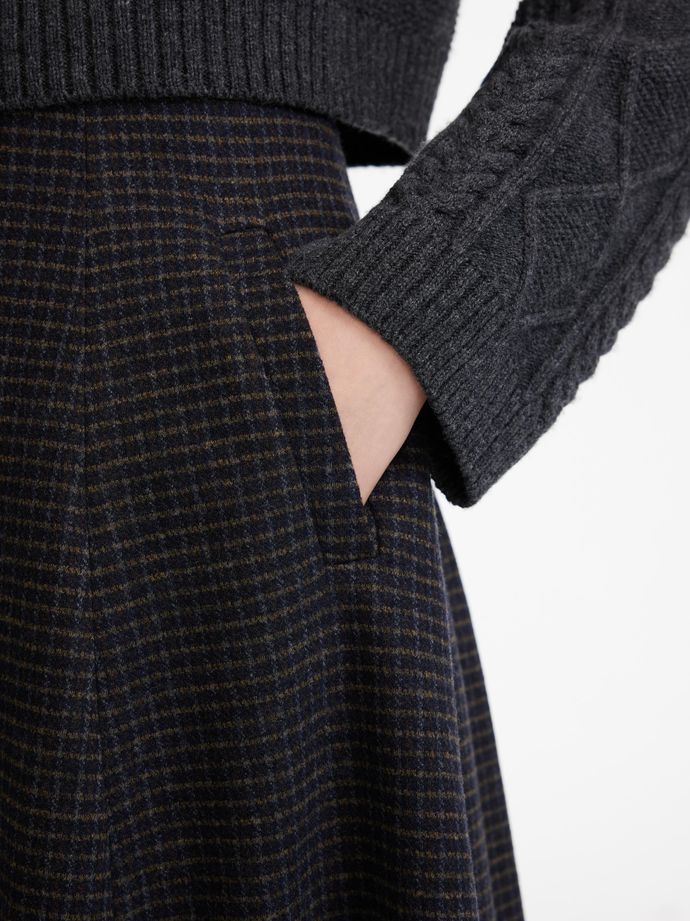 EP YAYING Wool Plaid Skirt