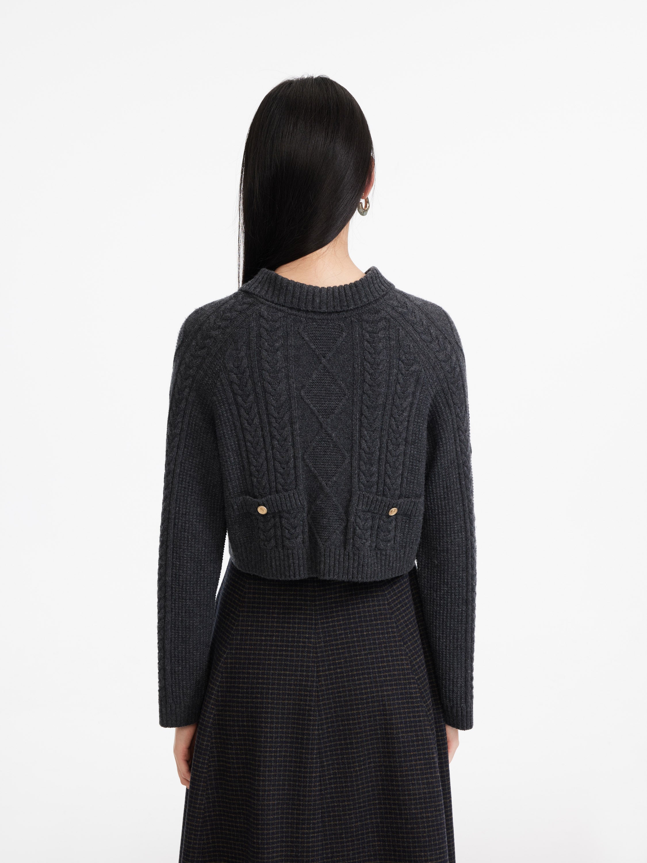 EP YAYING Wool Plaid Skirt