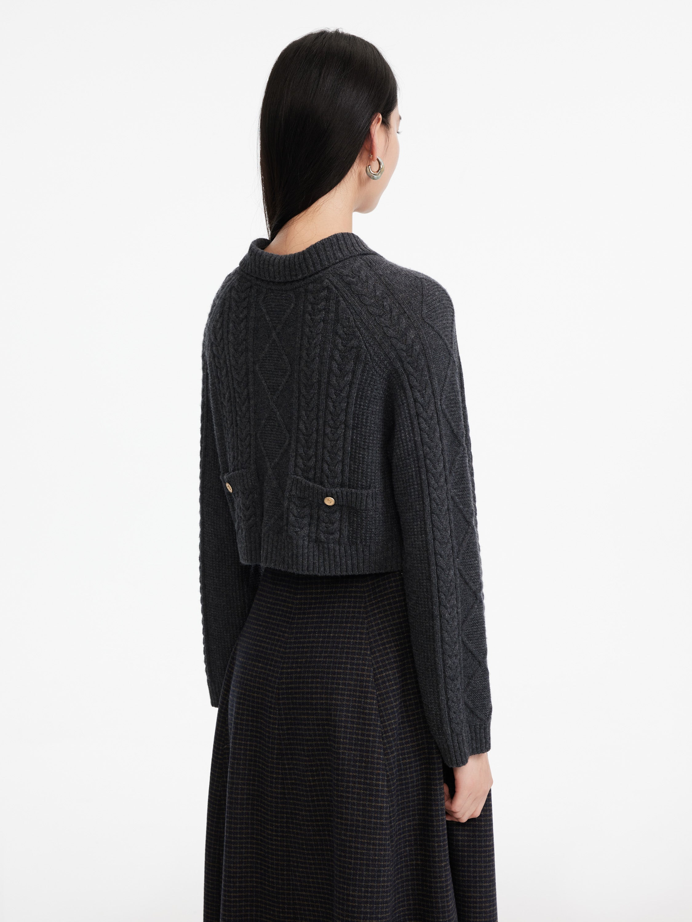 EP YAYING Wool Plaid Skirt