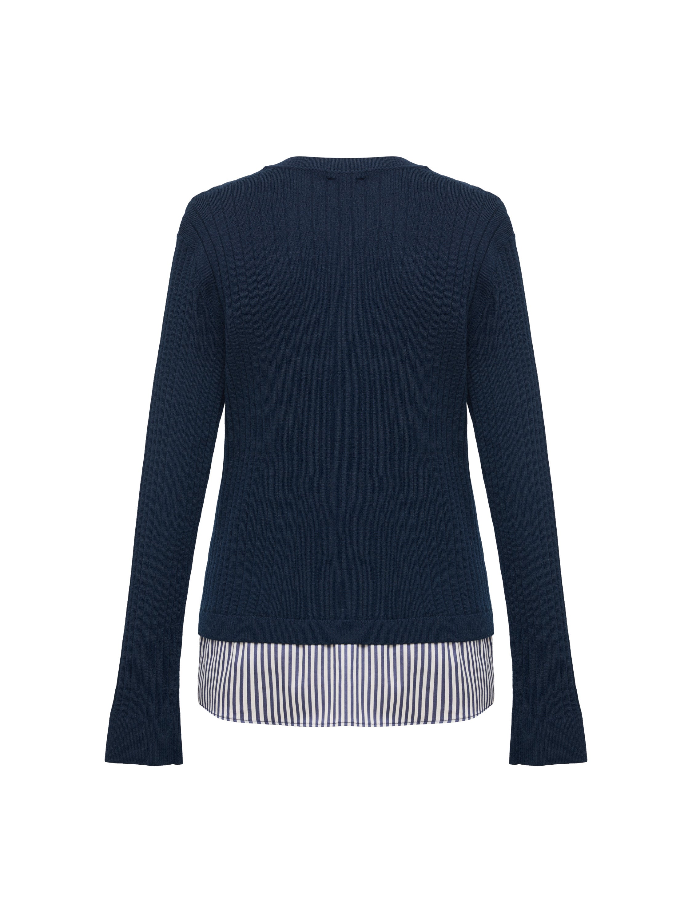 EP YAYING Striped Shirt-Splice Faux Layered Knit Top