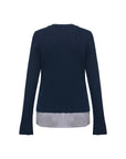 EP YAYING Striped Shirt-Splice Faux Layered Knit Top