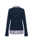 EP YAYING Striped Shirt-Splice Faux Layered Knit Top