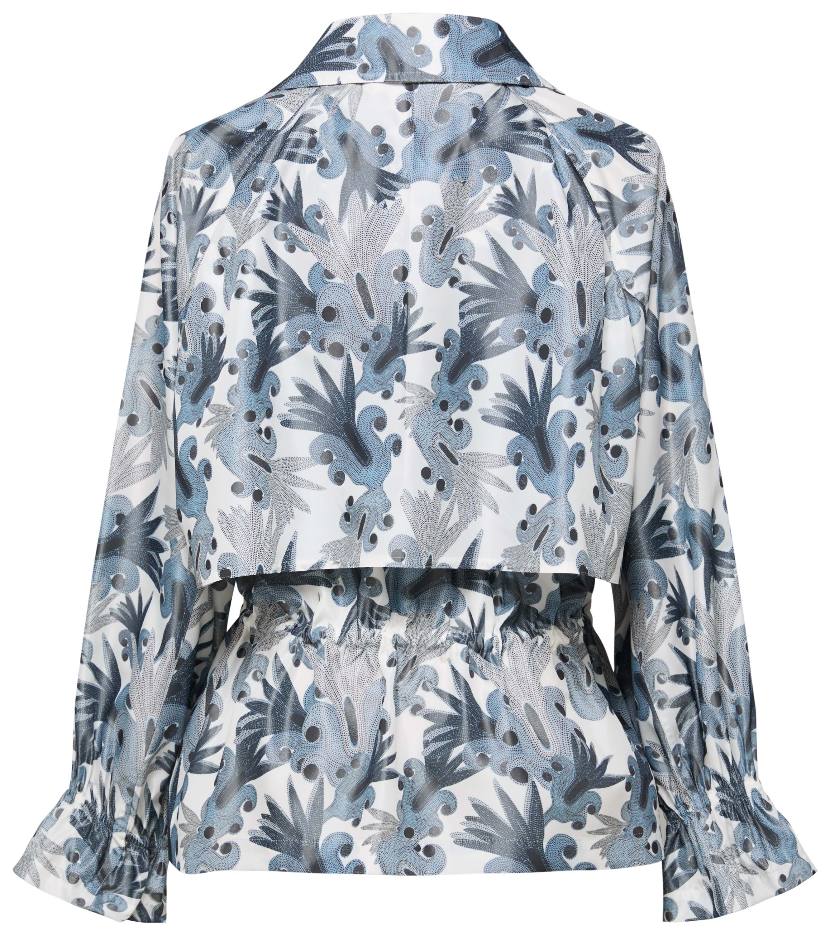 YAYING Silk Blend Coral Print Waist-Cinched Trench Coat