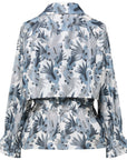 YAYING Silk Blend Coral Print Waist-Cinched Trench Coat
