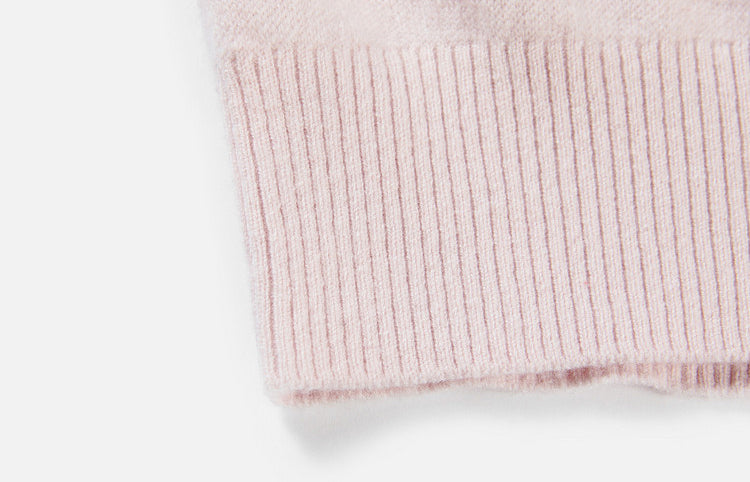 EP YAYING Folk Jacquard Pink Wool Sweater EGLAW9552A