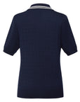 YAYING 100% Merino Wool Lapel Short Sleeve Knit Top