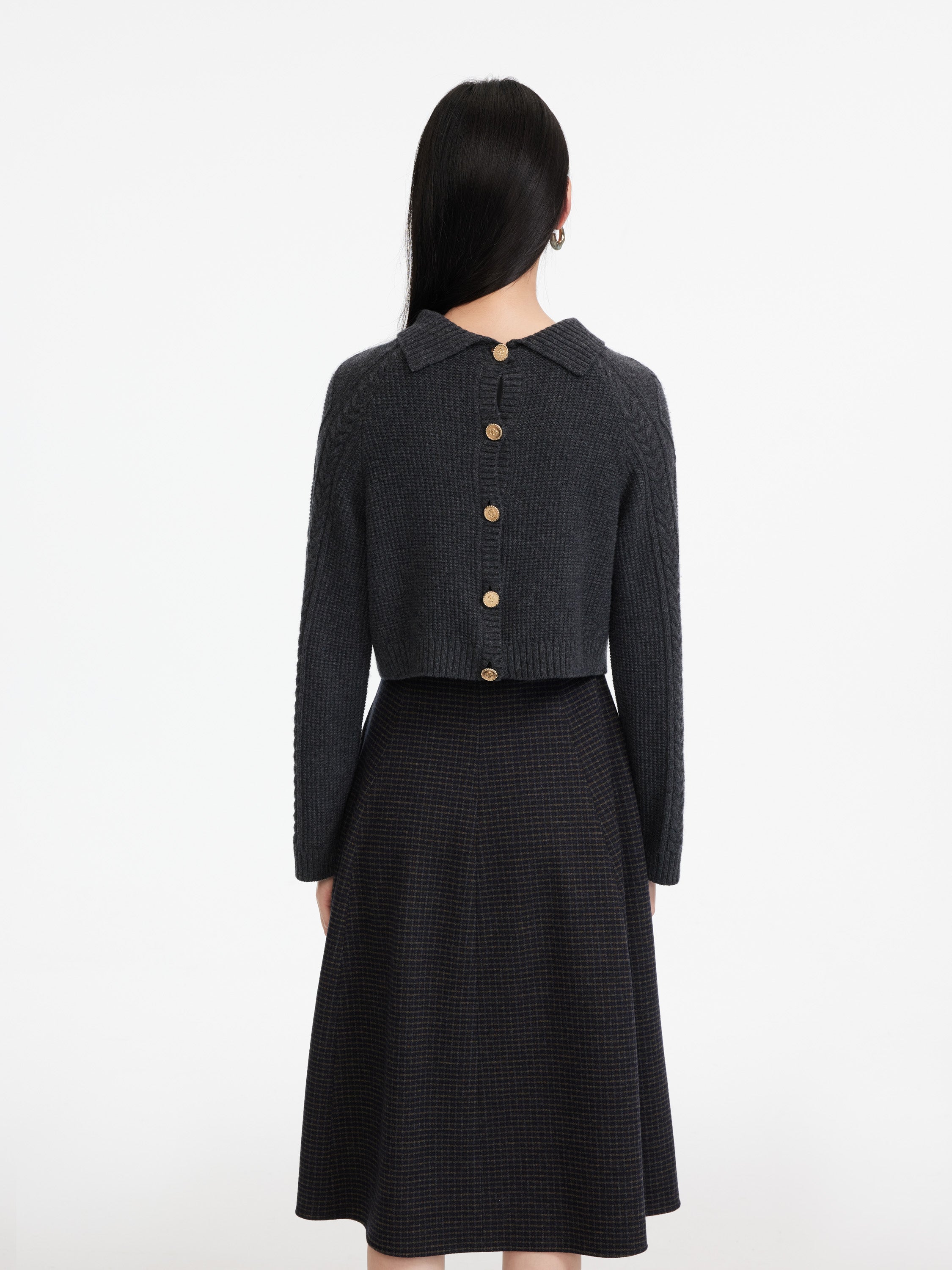 EP YAYING Wool Plaid Skirt