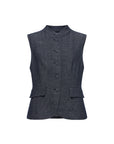 EP YAYING Stand-Collar Waisted Denim Vest