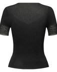 YAYING Triacetate striped crew neck short-sleeved shirt