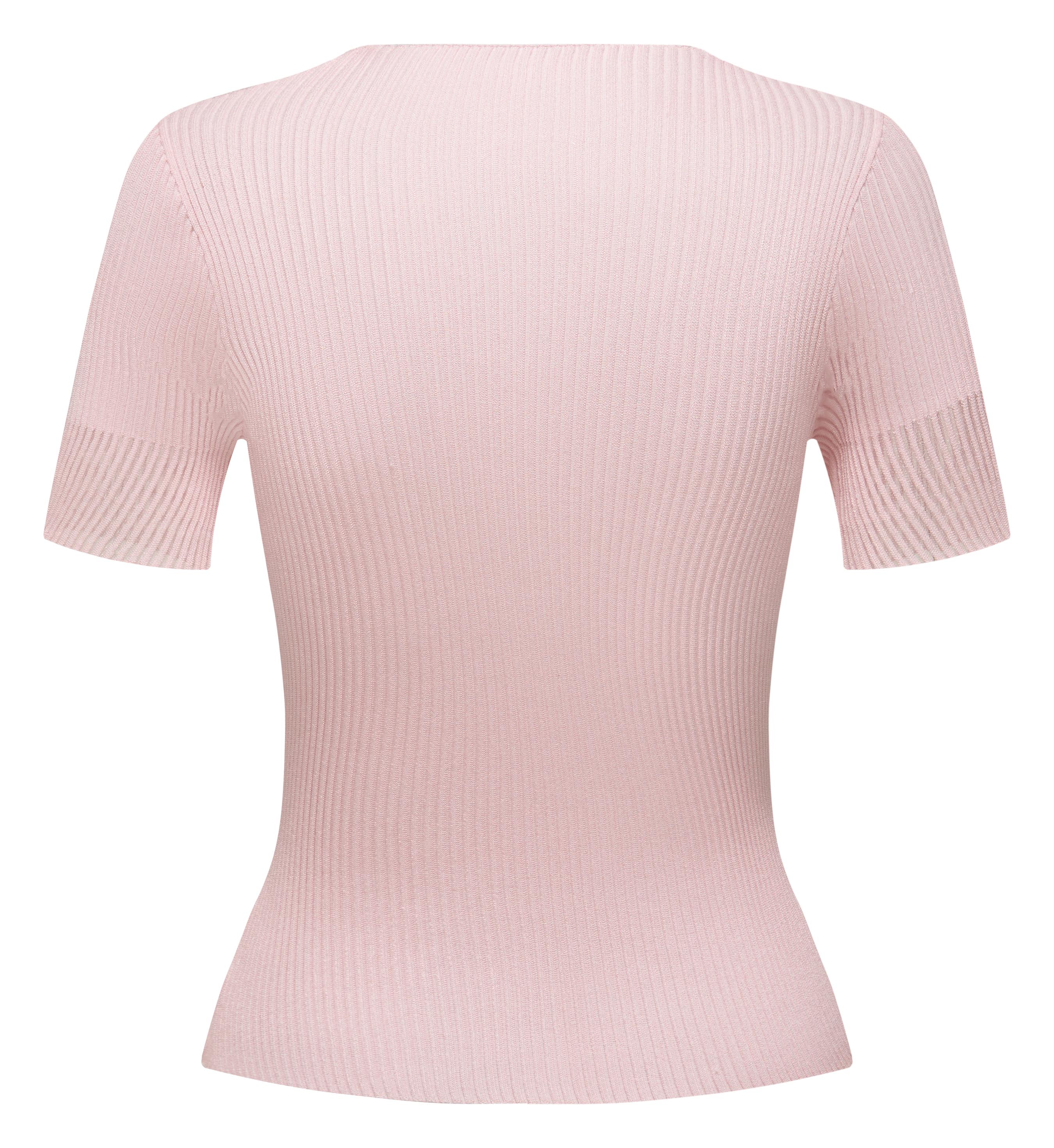 YAYING vertical striped crew neck short-sleeved knit sweater
