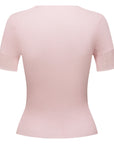 YAYING vertical striped crew neck short-sleeved knit sweater