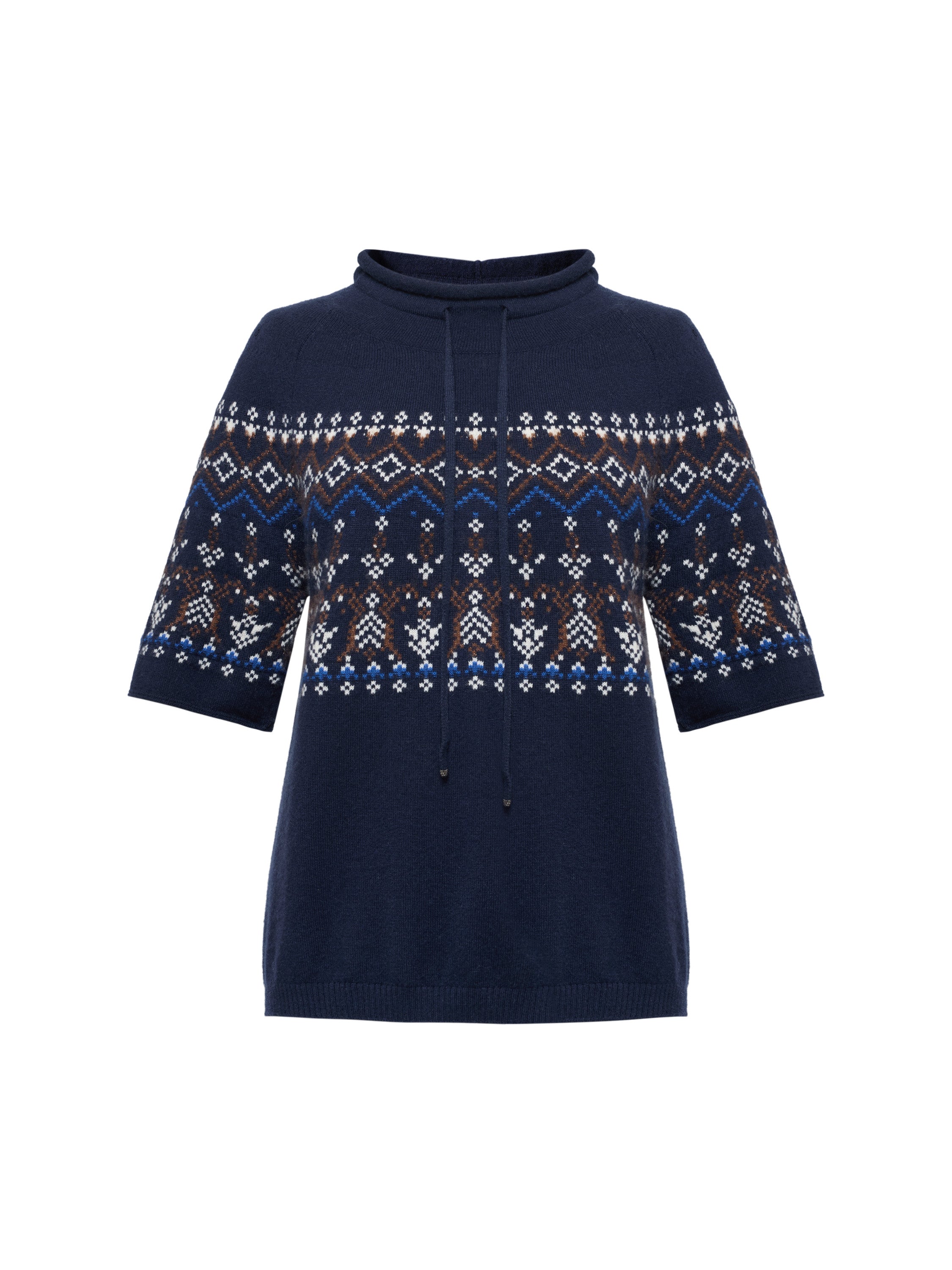 EP YAYING Folk Jacquard Funnel-Neck Cashmere Pullover EGLAG9549A