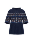 EP YAYING Folk Jacquard Funnel-Neck Cashmere Pullover