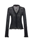 EP YAYING V-Neck Waisted Lace Knit Cardigan
