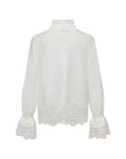 EP YAYING Lace-Splice Gathered High-Neck Blouse