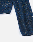 EP YAYING Sequin Embroidery Designer Cropped Knit Top