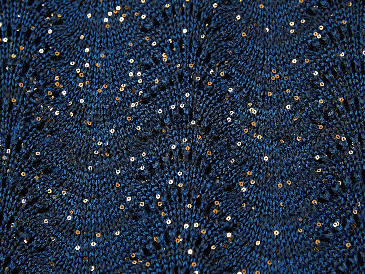 EP YAYING Sequin Embroidery Designer Cropped Knit Top
