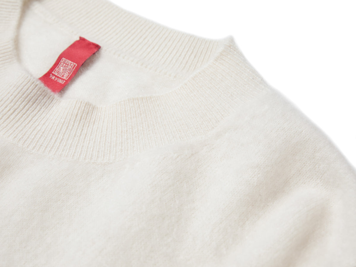 YAYING 100% Cashmere Round-Neck Relaxed Knit Top