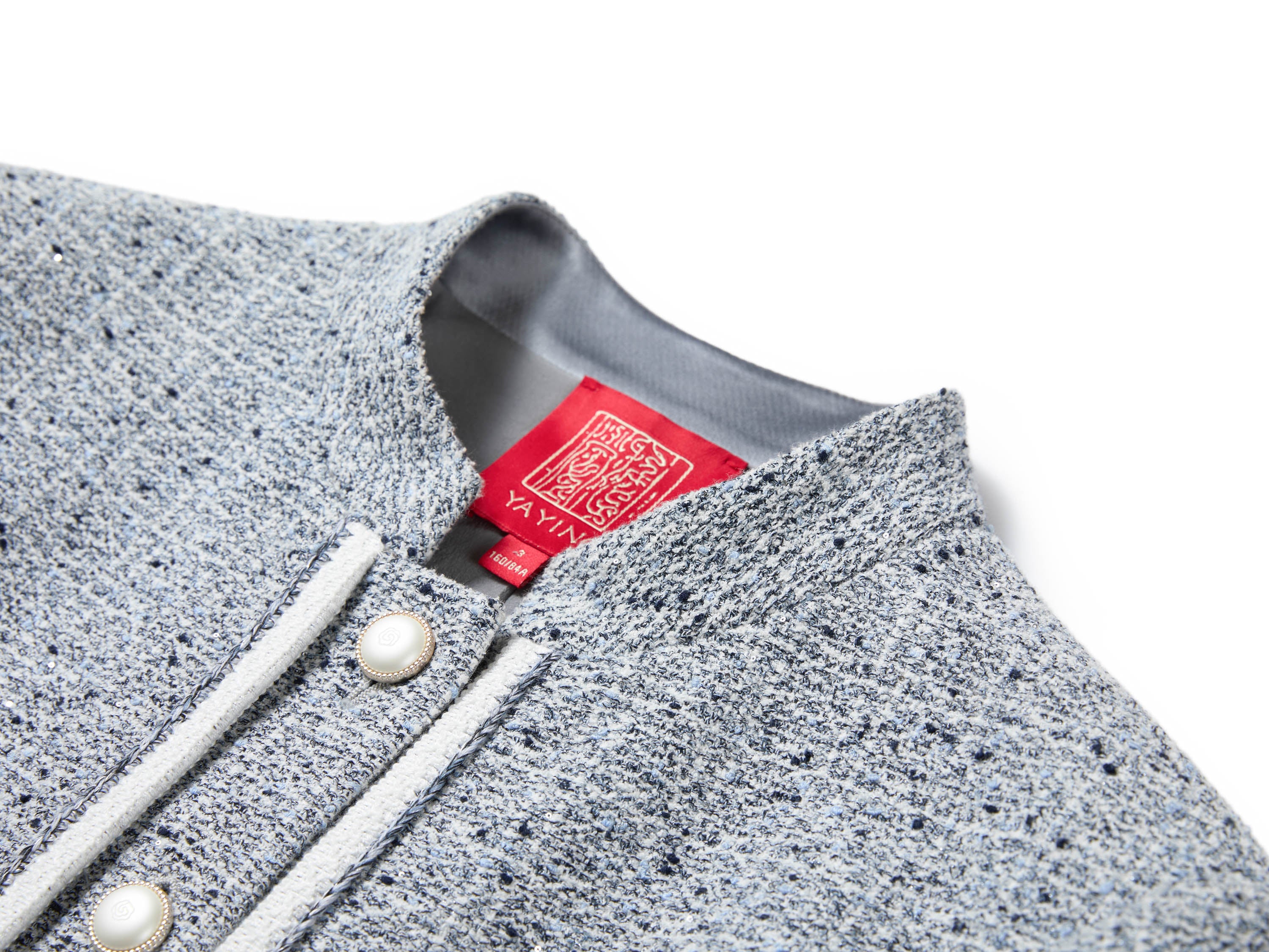 YAYING Chinese-Style Small Stand-Collar Short Knit Jacket
