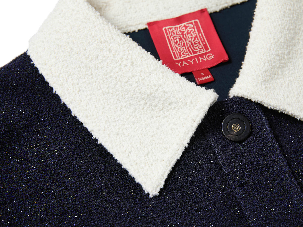 YAYING Color-Block Boucle Lapel Coat