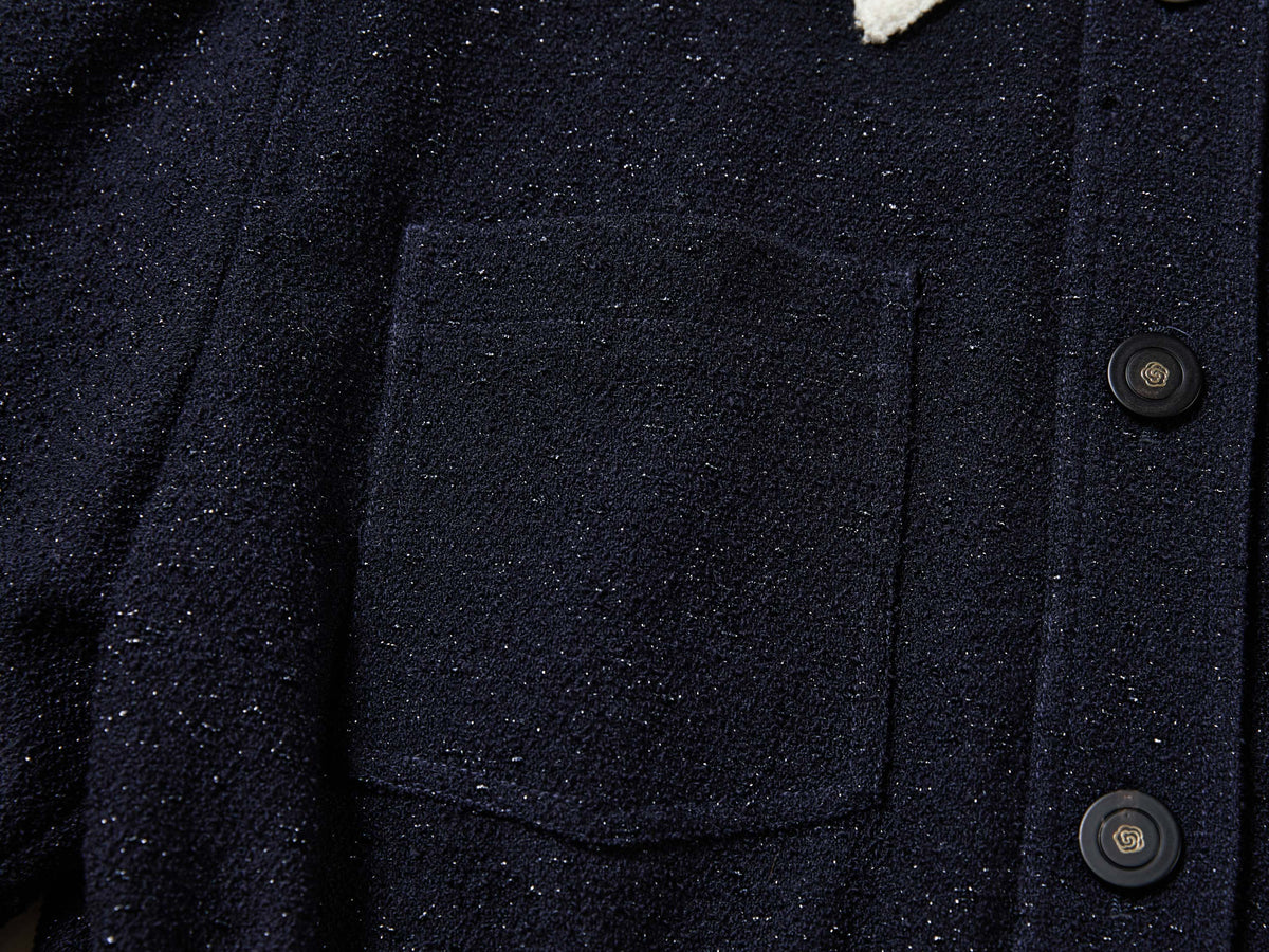 YAYING Color-Block Boucle Lapel Coat