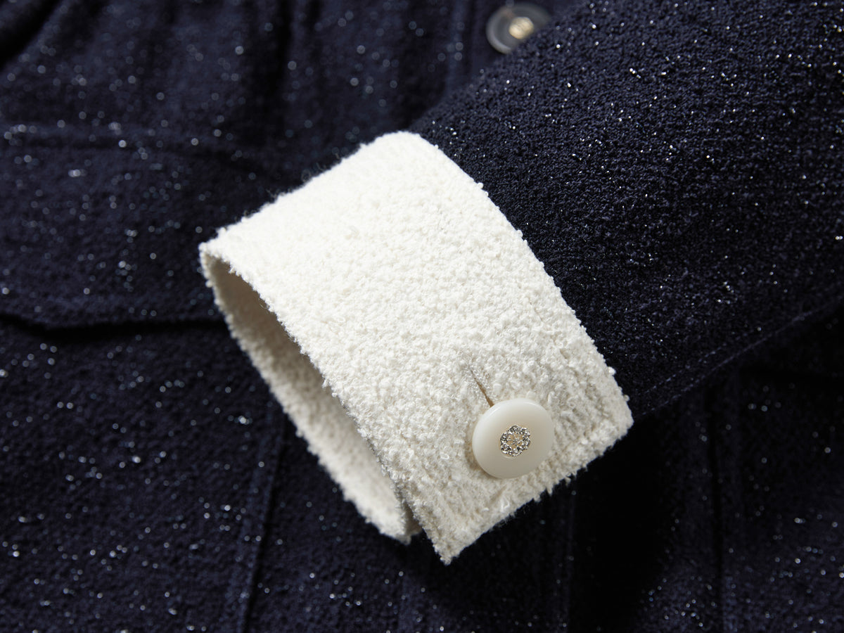 YAYING Color-Block Boucle Lapel Coat