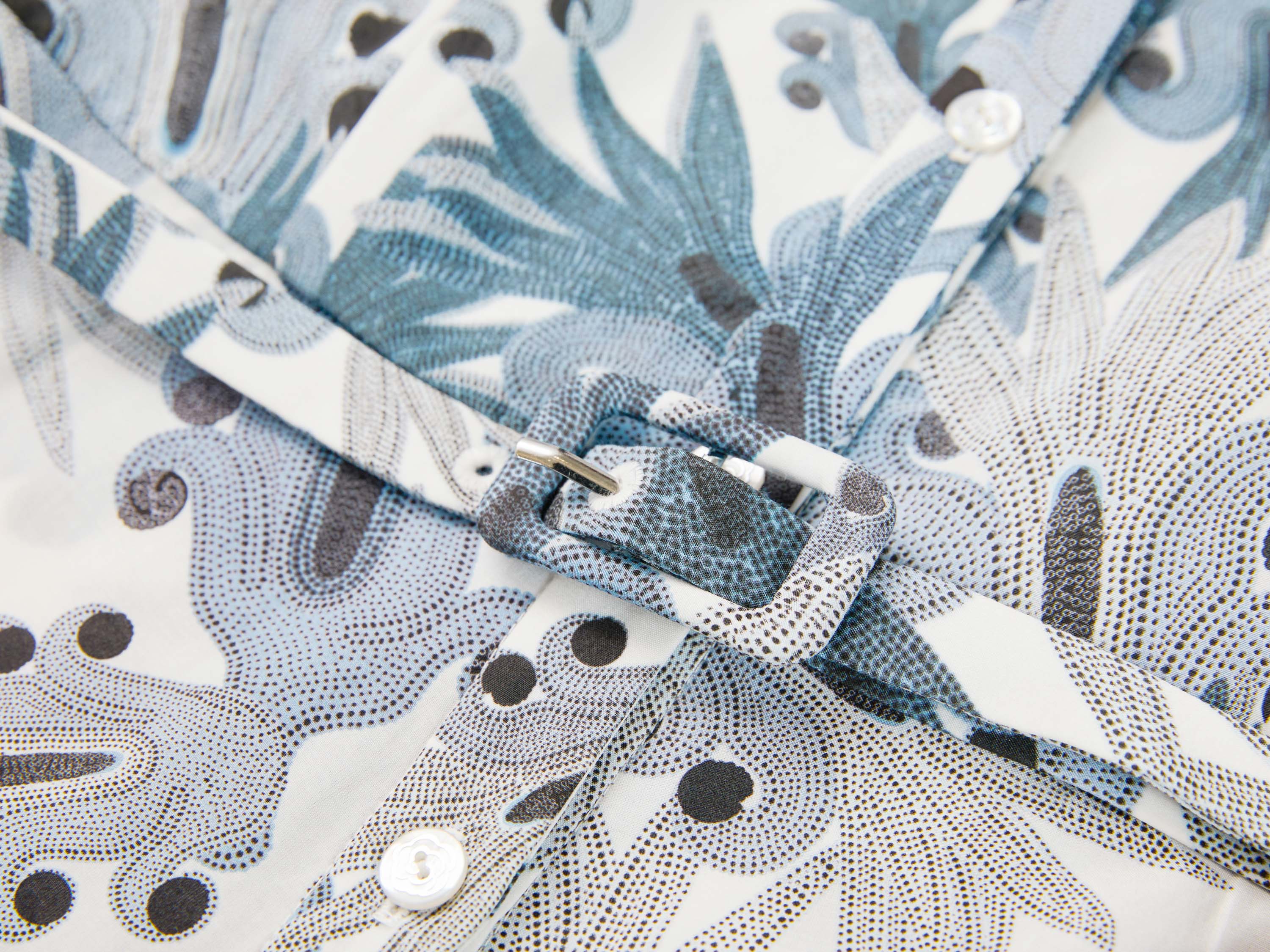 YAYING Soft Silk Coral Print Waist-Cinched Elegant Dress