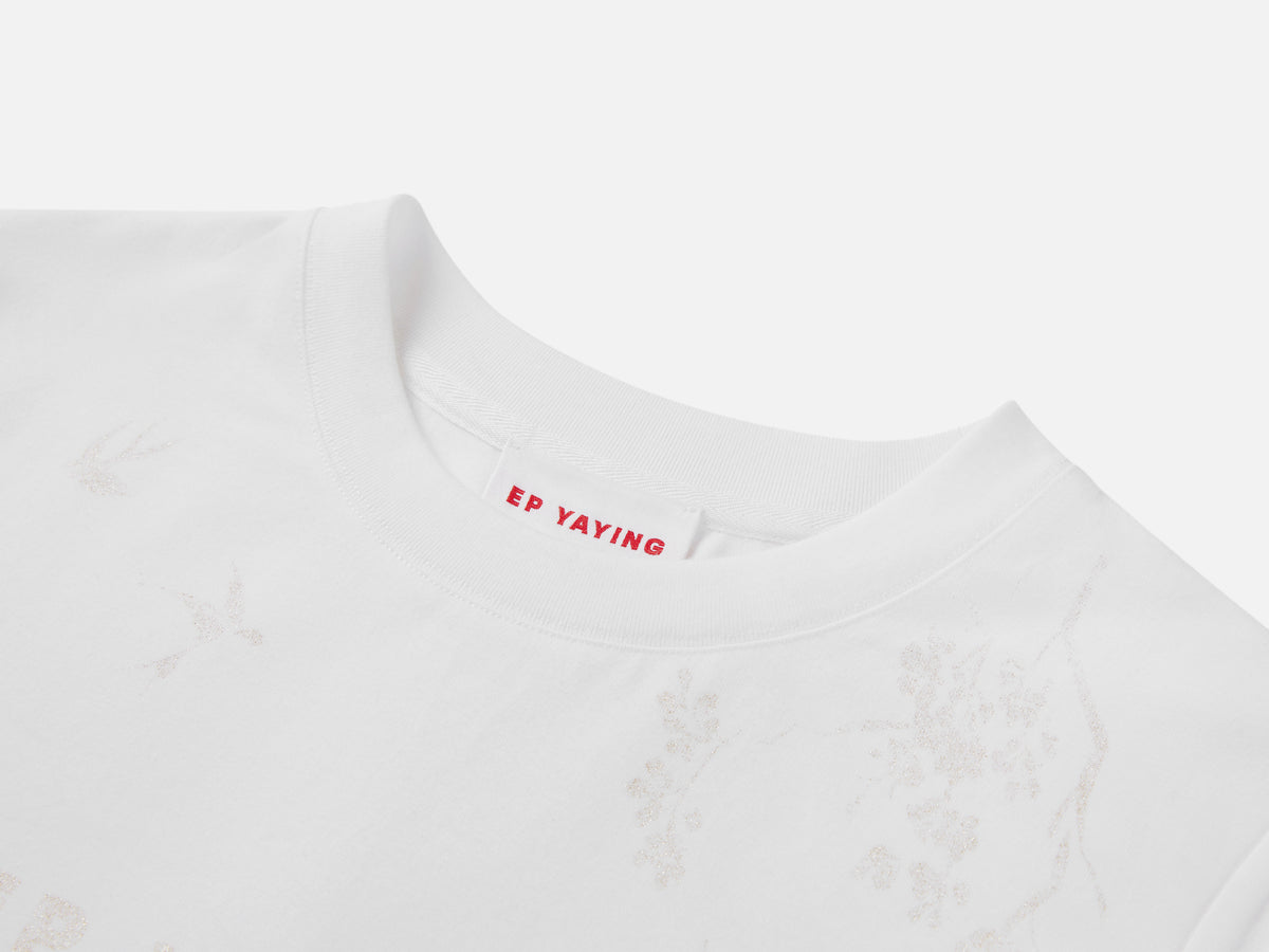 EP YAYING Cotton Printed Slim-Fit Short-Sleeve T-Shirt