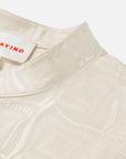 Serene Tone Quality Wardrobe Stretch Mulberry Satin Jacquard Mandarin Collar Silk Top