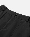 EP YAYING High-Waist Slim Wool-Cotton Brushed Black Pants