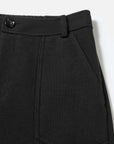 EP YAYING High-Waist Slim Wool-Cotton Brushed Black Pants