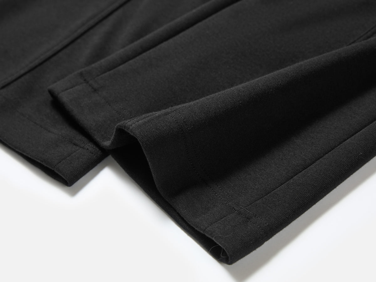 EP YAYING High-Waist Slim Wool-Cotton Brushed Black Pants