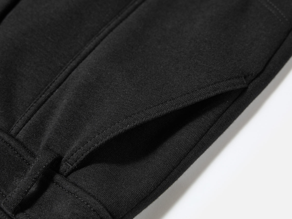 EP YAYING High-Waist Slim Wool-Cotton Brushed Black Pants